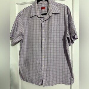 Izod Men's Casual Plaid Button-Down Shirt in Light Purple